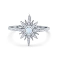 thumbnail image 1 of Cluster Starburst Opal Ring Round Lab Created White Opal 925 Sterling Silver Size 6, 1 of 6