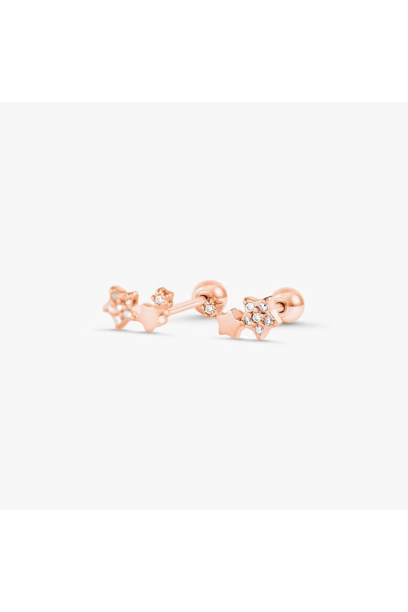 Cluster Stars Crystal 3A CZ Flat Back Piercing Stud-Right Ear