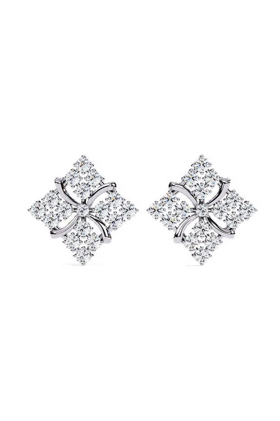 Cluster Stud Earring 0.77ct Lab CVD Diamond 18K Gold Clarity-VVS2 Color-F