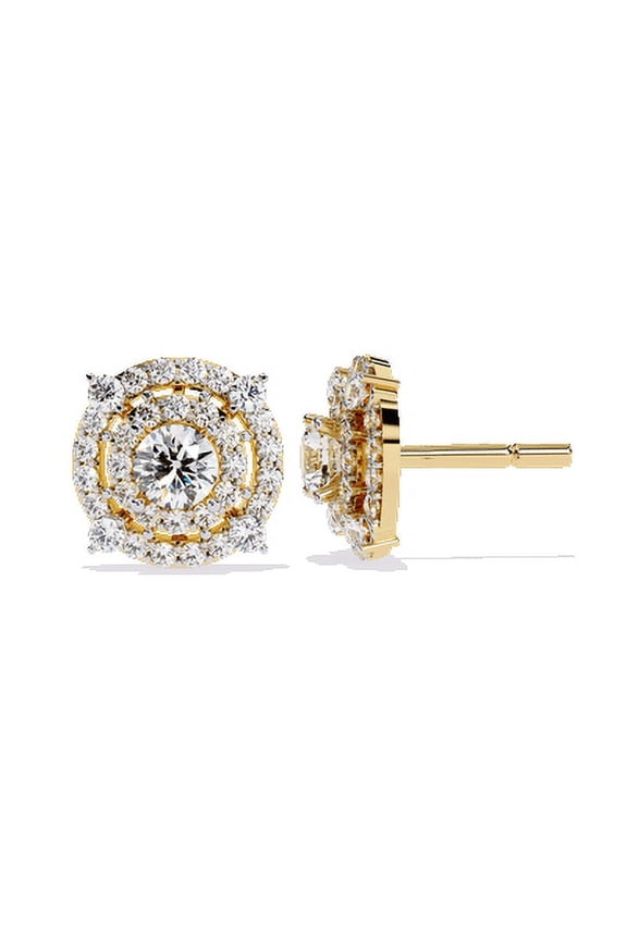 Cluster Stud Earrings 2.29ct Lab Grown CVD Diamond 14K Clarity-VVS2 Color-F.