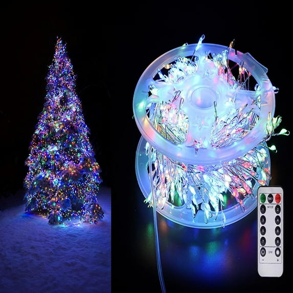 Cluster Twinkle Lights for Christmas Tree, Copper Wire Firecracker String, Atmosphere Lighting, Cascading LED for Tree (Colorful, 19.68ft-200 Lights-Solar)
