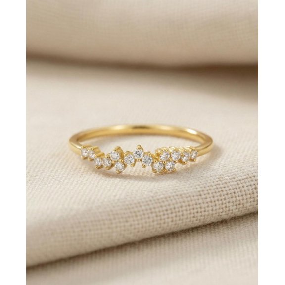 Cluster Wedding Ring 1.10ct Moissanite Diamond Cluster Ring Unique Diamond Stackable Ring 925 Sterling Silver Minimalist Ring Gift for Her