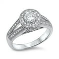 thumbnail image 1 of Cluster White Cubic Zirconia Wedding Ring .925 Sterling Silver Halo Bead Band Jewelry Female Size 6, 1 of 4