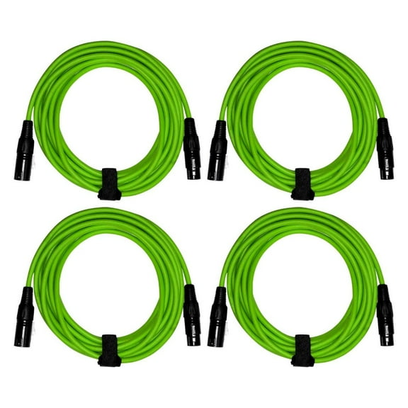 Clutch 20' Green Sure-Fit XLR Female to XLR Male Microphone/Speaker Cables Quad Package