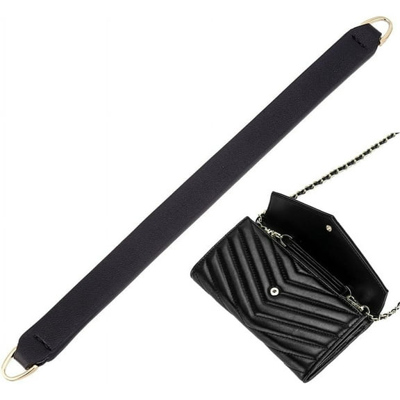 Clutch Bag Conversion Leather Strip 7.3 Inch Purse Chain Strap Connection Accessories Envelope Bag Conversion Leather Strap with D-Ring Clasp for Wallet WOC Handbag Uptown Clutch Black DIY
