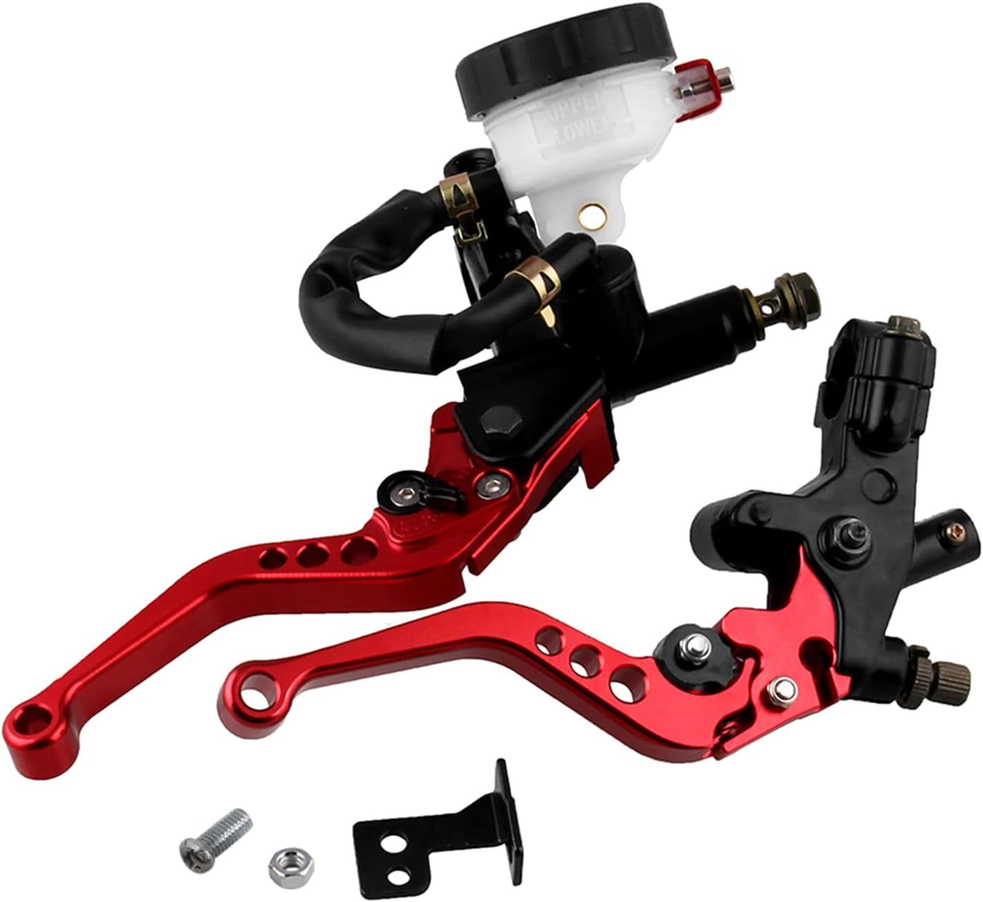 Clutch Lever Set for Universal Motorcycle, Handlebar Brake Master Cylinder with Adjustable Lever, Chrome Steel Precision Bearings, Stainless Steel Pivot, Anodized Treatment CNC