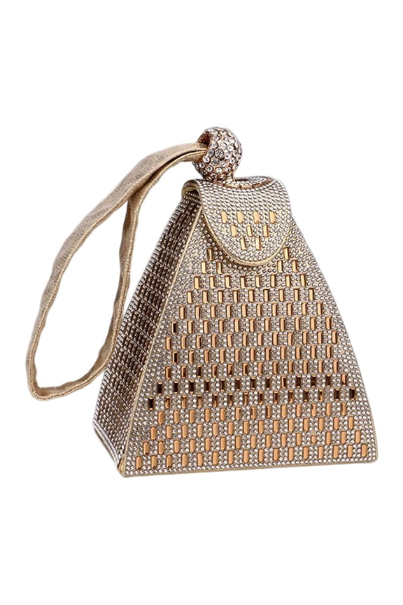 Clutch Purse, Handbag, Evening Bag Triangle for Women, Tote for Wedding Cocktail Aureate