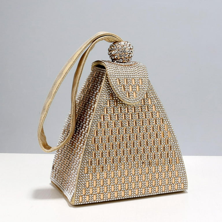 Silver Gold Bridal Clutch Purse Bag Luxury Wedding Rhinestone