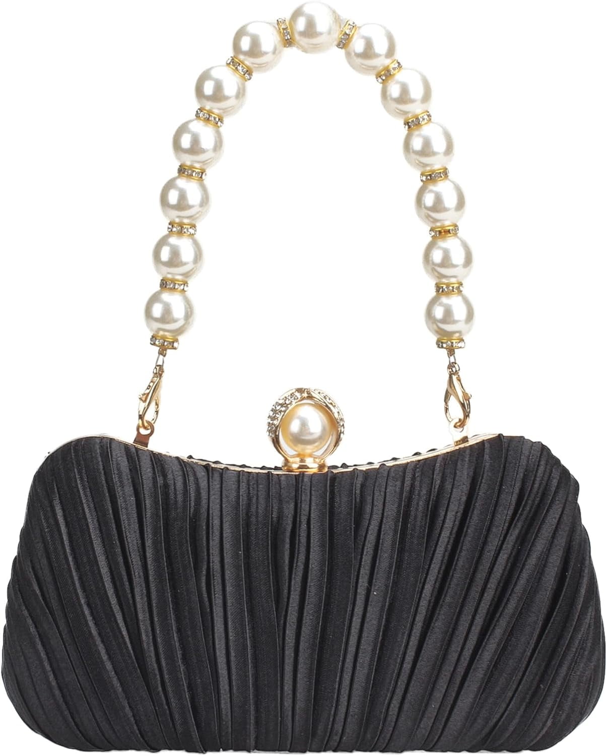 Clutch Purse Satin Pearl Evening Bag Handbag Chain Strap Shoulder Bag