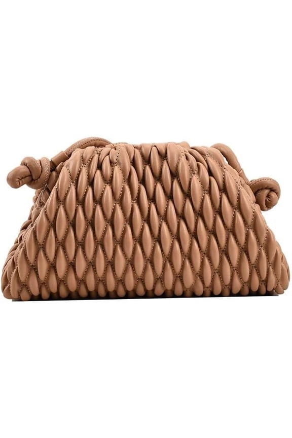 Clutch Purse and Dumpling Bag, Designed as a Cloud Handbag with a Ruched Look and a Detachable Shoulder Strap