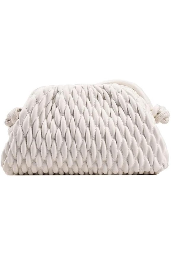 Clutch Purse and Dumpling Bag, Designed as a Cloud Handbag with a Ruched Look and a Detachable Shoulder Strap
