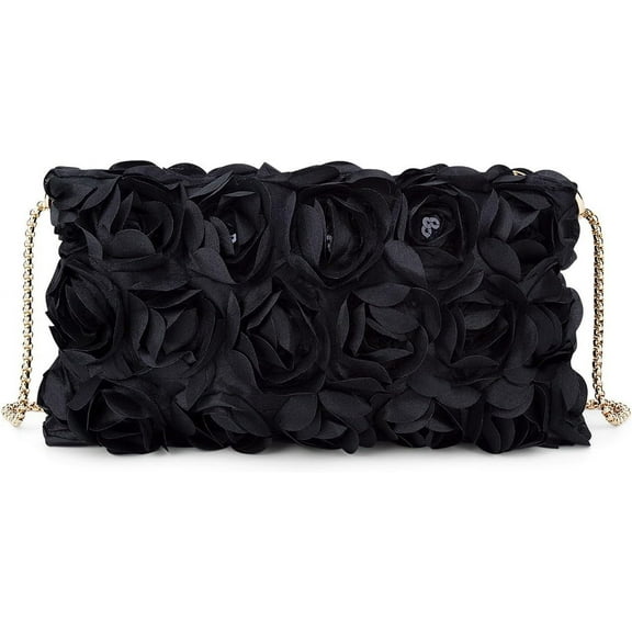 Clutch Purse for Women Elegant Evening Bags in Floral Satin with Detachable Strap Small Purse for Wedding, Party, Prom