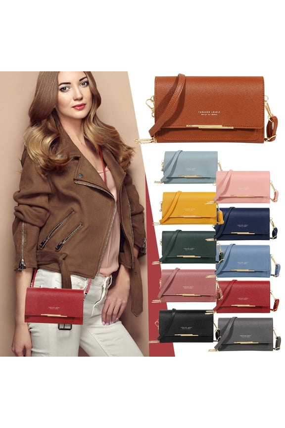 Clutch Purse for Women Evening Envelope Clutch Bag Crossbody Foldover PU Leather Shoulder Handbag Mobile Phone Bag with Adjustable Strap Black