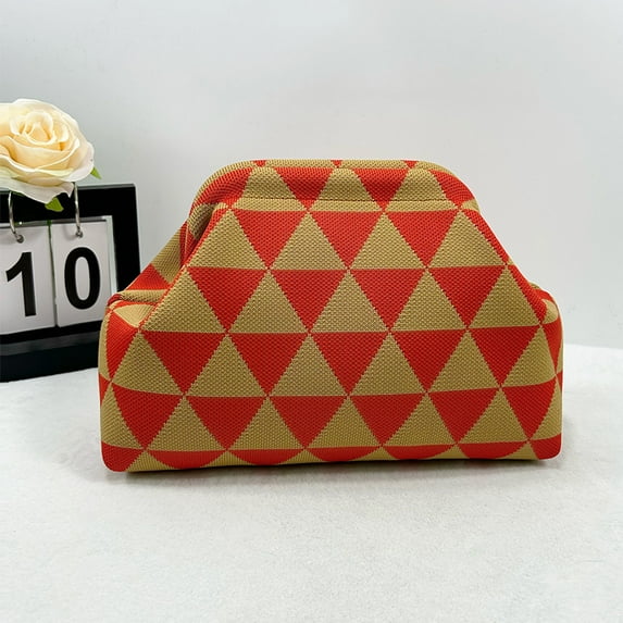 Clutch Purses for Women 2025 Summer Beach Woven Crochet Bag Dumpling Striped Ruched Clutch Purse Evening Handbags Vacation Bag