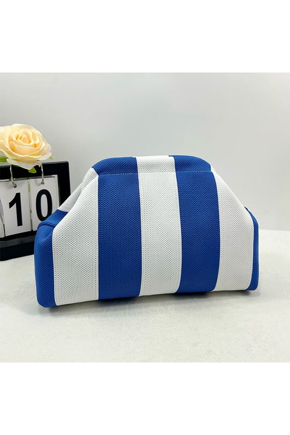 Clutch Purses for Women 2025 Summer Beach Woven Crochet Bag Dumpling Striped Ruched Clutch Purse Evening Handbags Vacation Bag