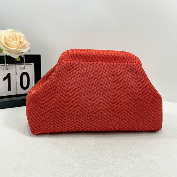 Clutch Purses for Women 2025 Summer Beach Woven Crochet Bag Dumpling Striped Ruched Clutch Purse Evening Handbags Vacation Bag