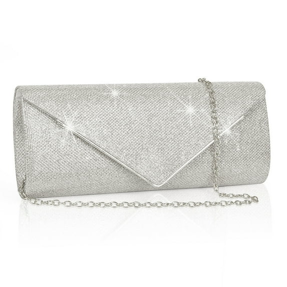 Clutch Purses for Women, Evening Bag Envelope Clutch, Handbags Crossbody Bag Wedding Bag for Prom Party Wedding Engagement, Silver