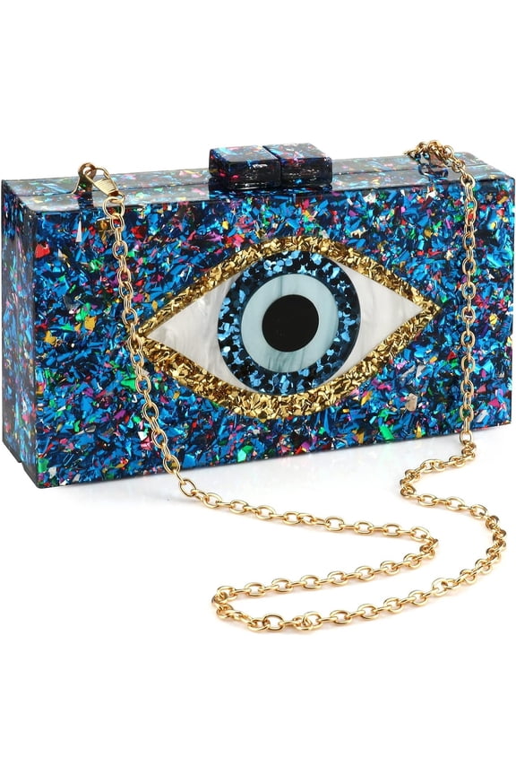Clutch Purses for Women Evening Bag Eyes Multicolor Perspex Box Clutch Glitter Purse Handbags Crossbody Bag
