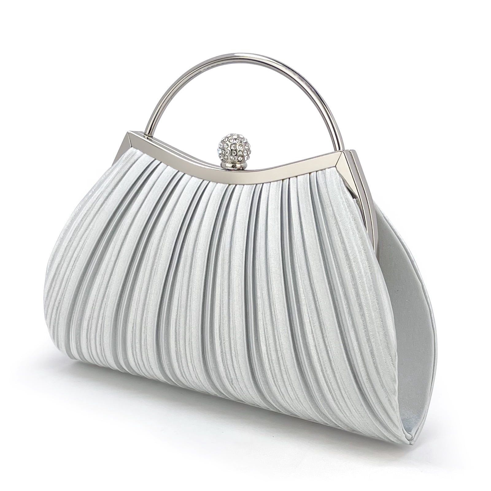 Clutch Purses for Women Evening Bags Party Clutches Handbag With Detachable Chain Strap for Cocktail Party Black Wedding Purses with Pleated
