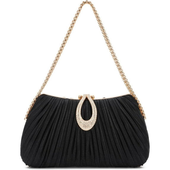 Clutch Purses for Women Formal Black Clutch Evening Bag Wedding Party Bag Satin Dressy Handbag