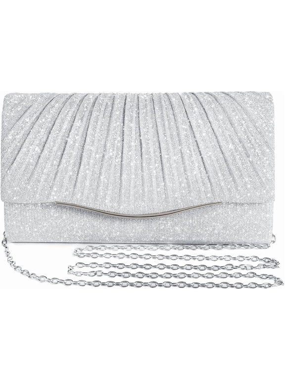 Clutch Purses for Women Formal Dressy Evening Bag Handbags Crossbody Bag for Wedding Cocktail Prom Party Elegance Charm (Silver)