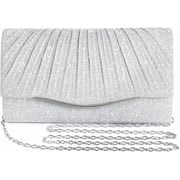 Lohol Clutch Purses for Women Formal Dressy Evening Bag Handbags Crossbody Bag for Wedding Cocktail Prom Party Elegance Charm Silver