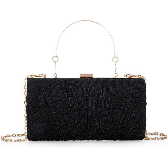Clutch Purses for Women Pleated Evening Bag Formal Handbag with Chain for Wedding Party