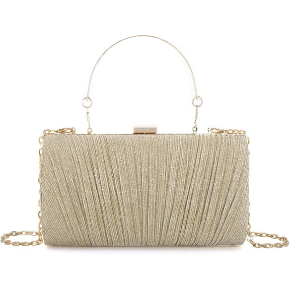 Clutch Purses for Women Pleated Evening Bag Formal Handbag with Chain for Wedding Party