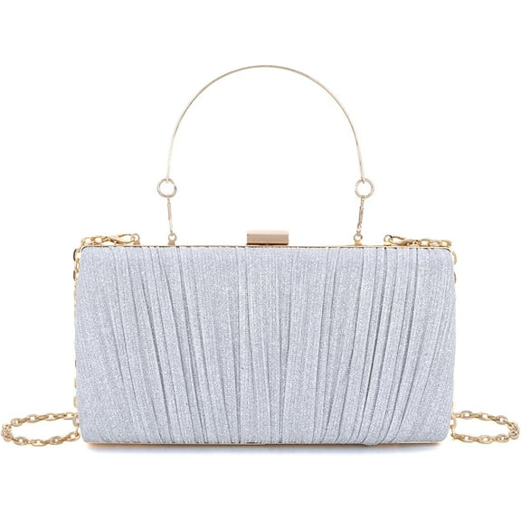 Clutch Purses for Women Pleated Evening Bag Formal Handbag with Chain for Wedding Party
