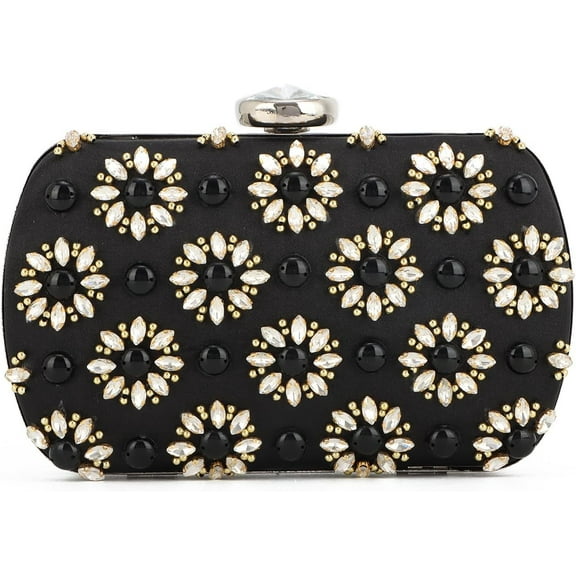 Clutch Purses for Women Rhinestone Evening Bag Formal Floral Handbags with Chain for Party and Wedding