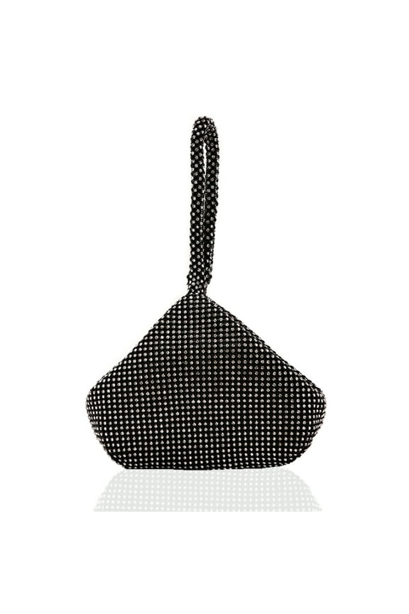 Clutch Purses for Women, Rhinestone Evening Bags Cocktail Glitter Triangle Handbags for Party Prom -Mini Size, Black