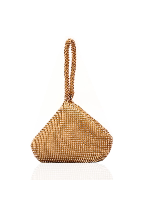 Clutch Purses for Women, Rhinestone Evening Bags Cocktail Glitter Triangle Handbags for Party Prom -Mini Size, Gold