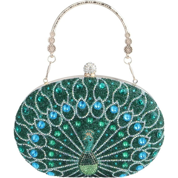 Clutch Purses for Women, Rhinestone Glitter Peacock Evening Handbag Formal Clutch Bag for Wedding Party Prom