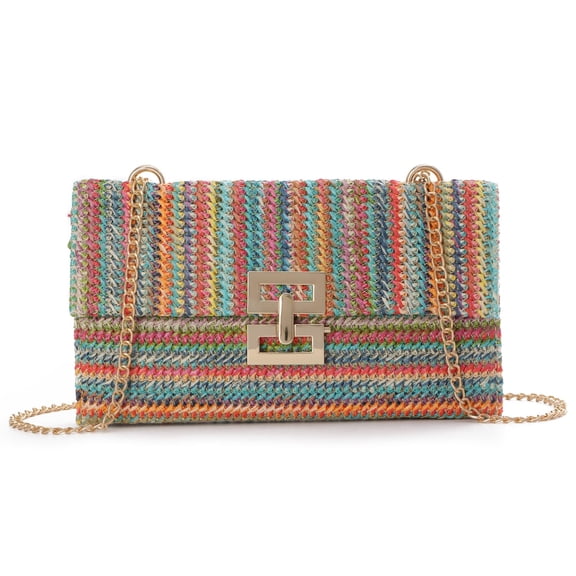 Clutch Purses for Women Summer Woven Evening Handbags Wicker Rattan Envelope Wallet Chain Shoulder Bag 2025
