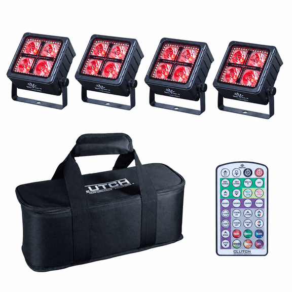 Clutch QUAD BLAST-IP LED Battery-Powered IP65-Rated Indoor/Outdoor Uplight 4-Pack with Bag
