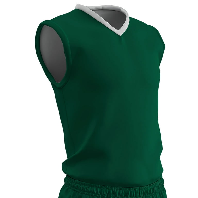 Champro Clutch Z-Cloth, Dri-Gear Reversible Basketball Jersey; M; Forest Green, White; Youth