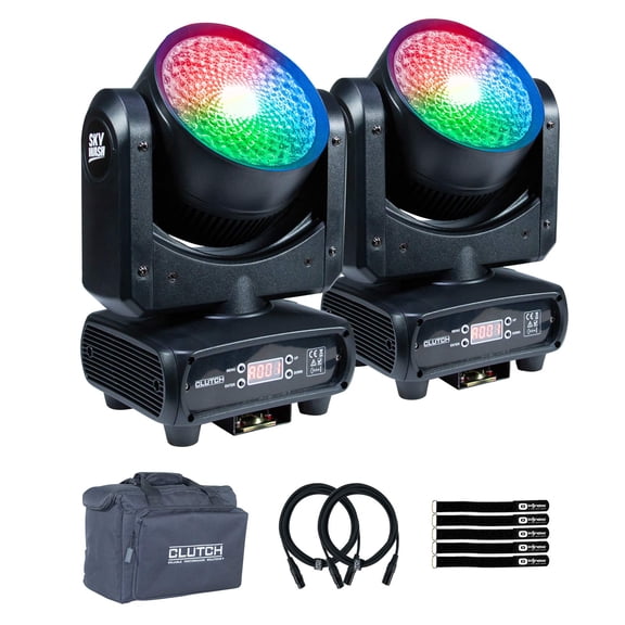 Clutch SKY-WASH 150W RGBW LED Moving Head Motion Wash Light Fixture 2-Pack with Bag Package