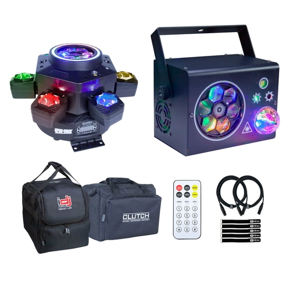 Clutch SPIN-TRIX Motion Beam Light with BEAM-BOX Motion Light Box & Bags Package