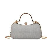 Clutch Sparkling Rhinestone Evening Handbag with Chain and Metal Handle for Formal Events