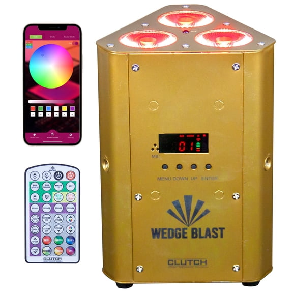 Clutch Wedge Blast Gold Wireless Battery Powered LED Uplight with App Control