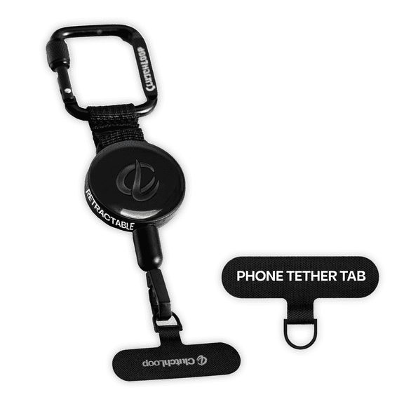 ClutchLoop Anti-Theft Phone Tether - Universal Adhesive Anchor, Retractable Steel Line and Locking Carabiner