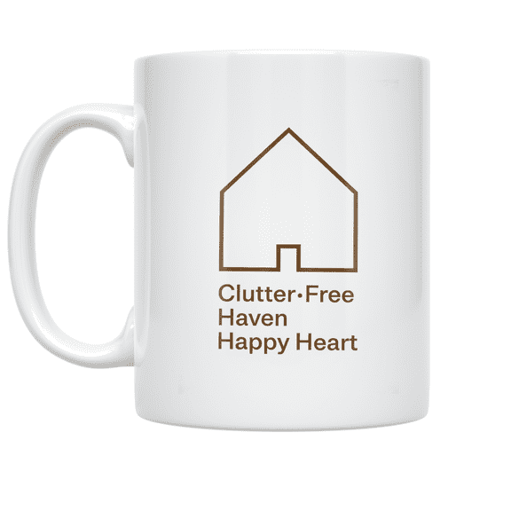 Clutter-Free Haven Happy Heart - Minimalist Home Humor - 11 oz Ceramic Coffee Mug