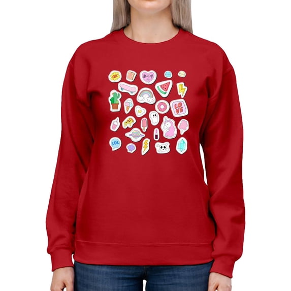 Cluttered Teen Stickers Sweatshirt Women -Image by Shutterstock, Female 3X-Large