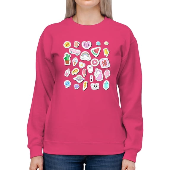Cluttered Teen Stickers Sweatshirt Women -Image by Shutterstock, Female 4X-Large