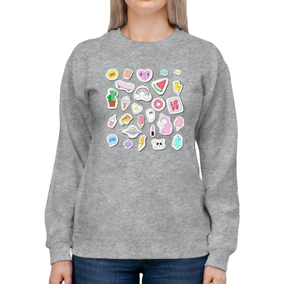 Cluttered Teen Stickers Sweatshirt Women -Image by Shutterstock, Female Large