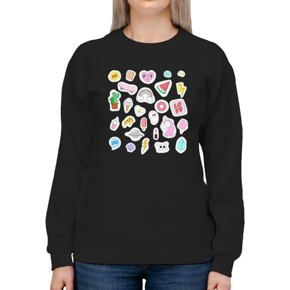 Cluttered Teen Stickers Sweatshirt Women -Image by Shutterstock, Female Small