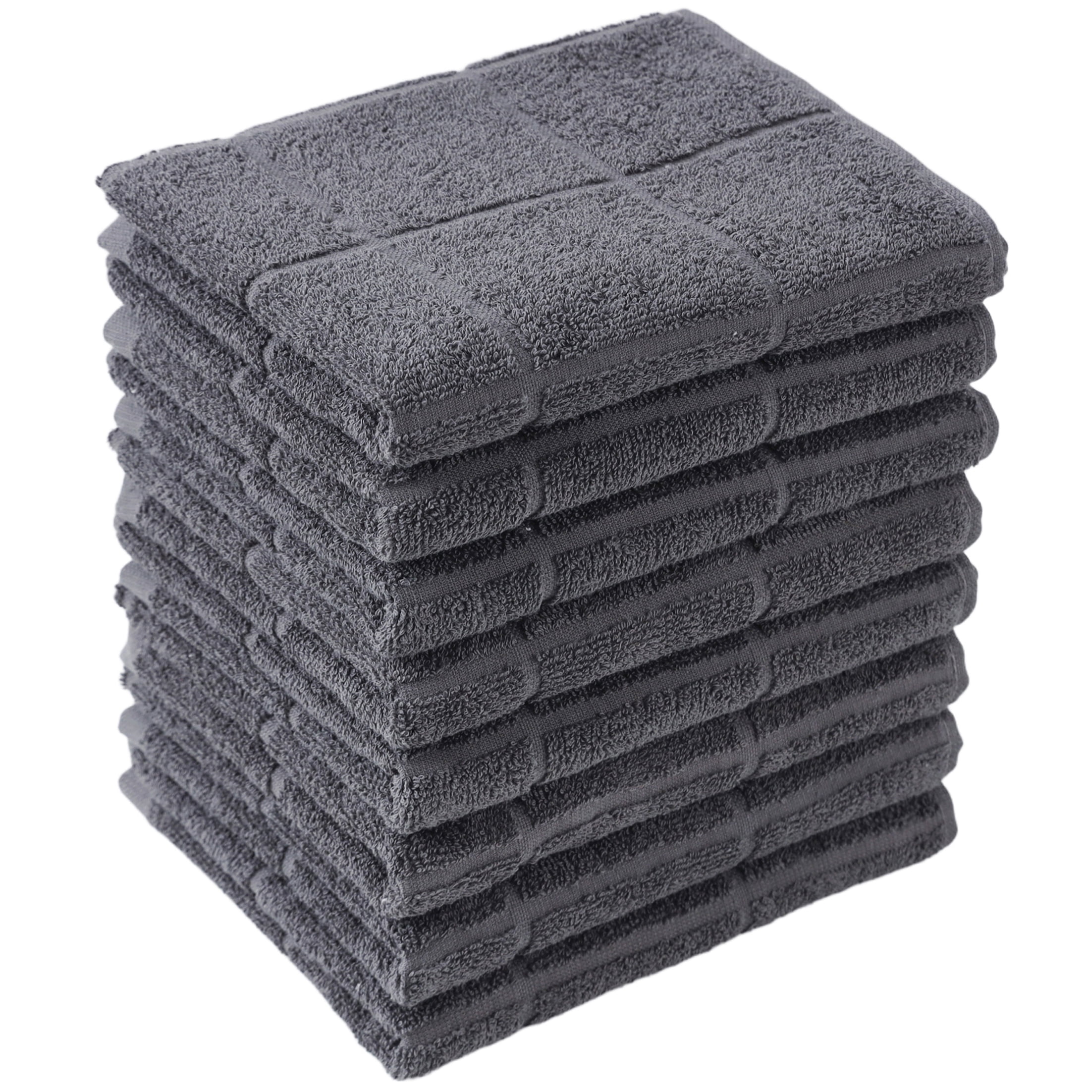 Clwellge 8-Pack Kitchen Towels, 100% Cotton Dish Towel and Absorbent Hand Tea Towels for Drying and Clearing,16" x 26", Gray