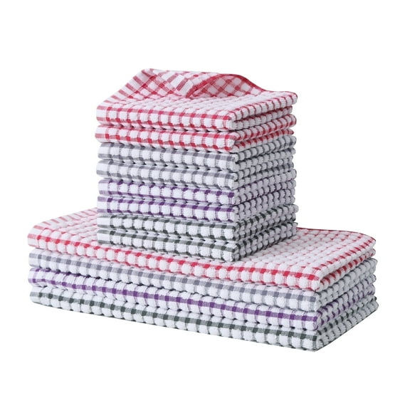 Clwellge Kitchen Towels and Dishcloths Set, Dish Towels and Dish Rags for Washing Dishes, for Cleaning Cooking Drying Pack of 12 –Purple Dream