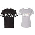 thumbnail image 1 of Clyde Bonnie Matching Couple Cotton Jerseys (Men Black / Women Heather) (Men L / Women S), 1 of 3
