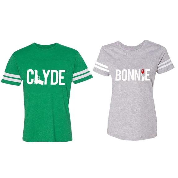 Clyde Bonnie Matching Couple Cotton Jerseys (Men Green / Women Heather) (Men M / Women M)